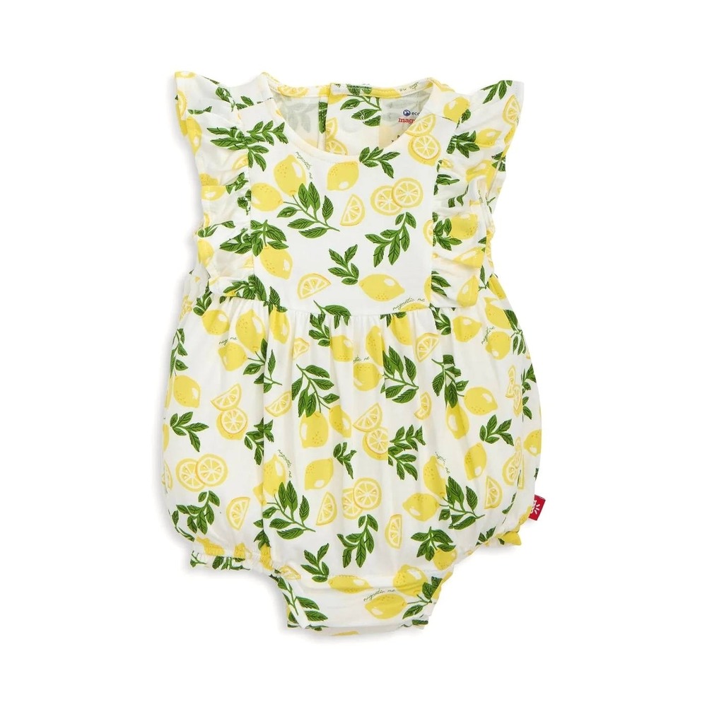 Magnetic Me Simply The Zest Modal Magnetic Romper White Yellow 9-12M